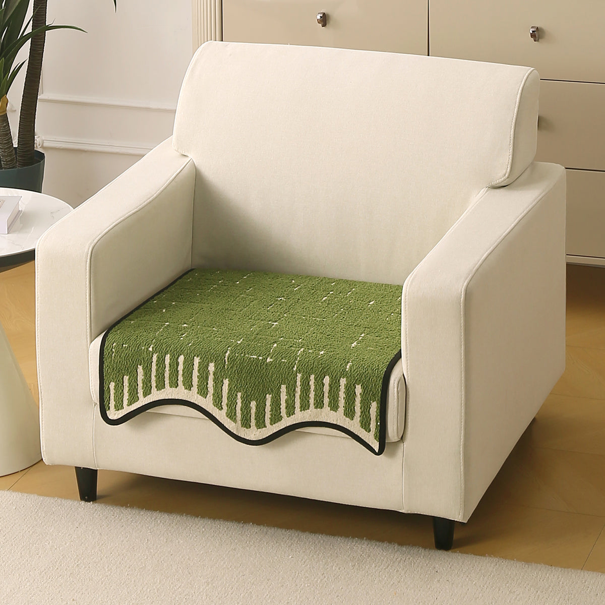 Premium Supple Soft Wavy Sofa Cover Mat, Green