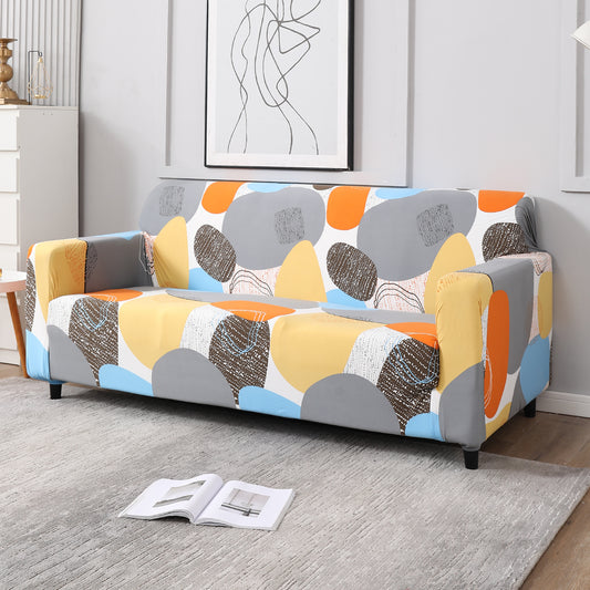 Multicolor Pebbles Print elastic 3 seater sofa cover​s