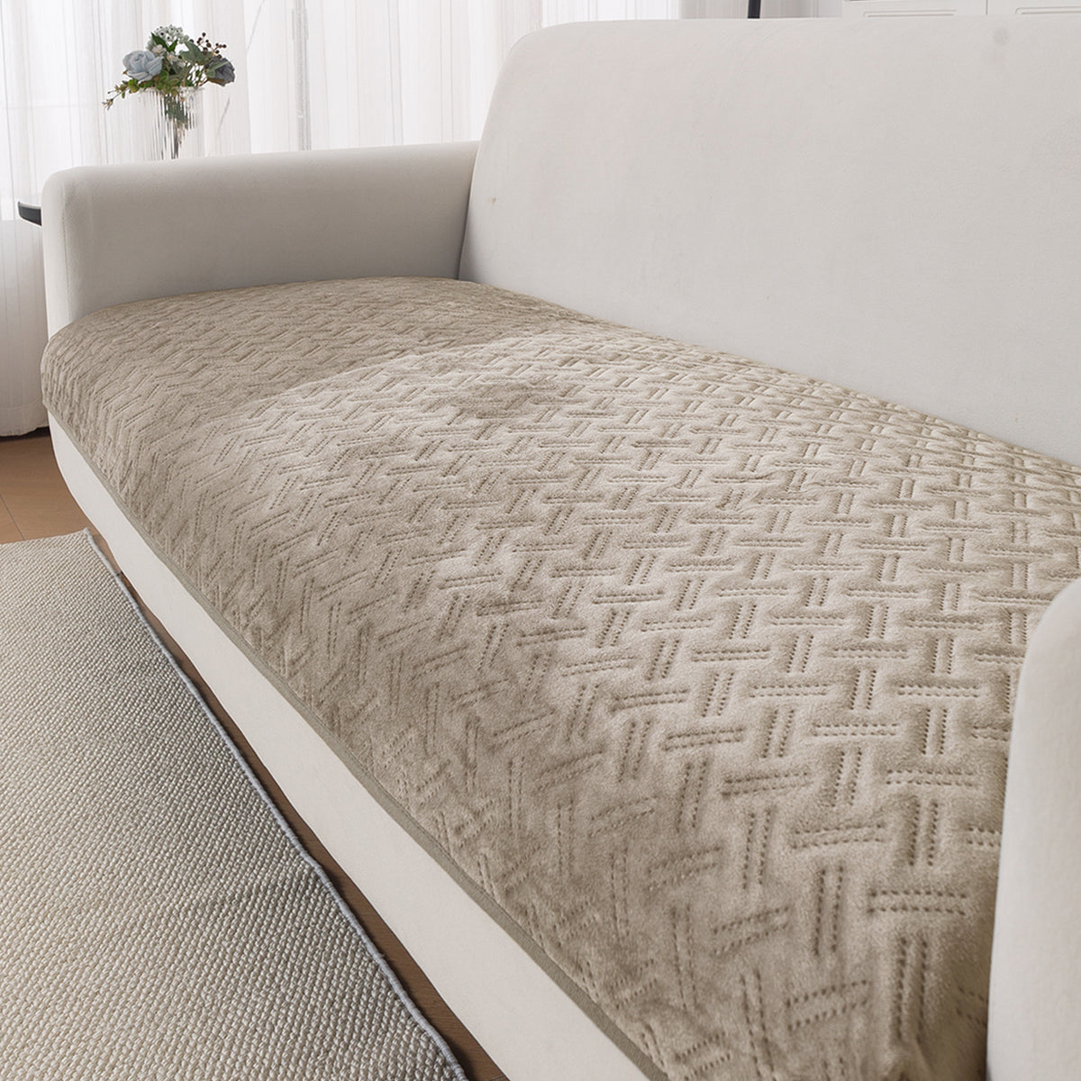 Softline Quilted Sofa Cover Mat, Latte Brown