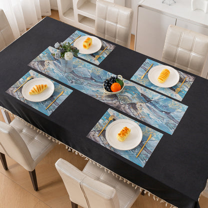 Marble Fusion PVC Mats for Dining Table, Artistic Stroke - Slate Blue