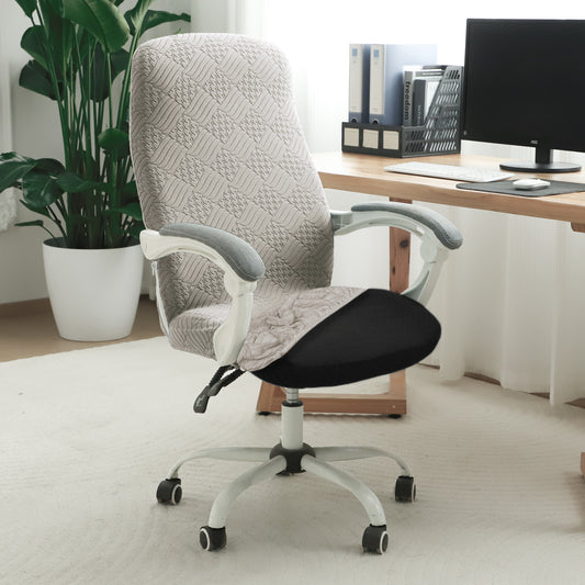 Office Chair Cover for Desk Chair (Mid-Back) – 170 GSM Stretch Jacquard – Washable, Durable & Anti-Slip – Fits Mid-Back Office Chairs, Taupe Brown