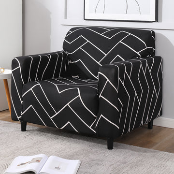 Black Chevron Print stretchable single sofa cover​
