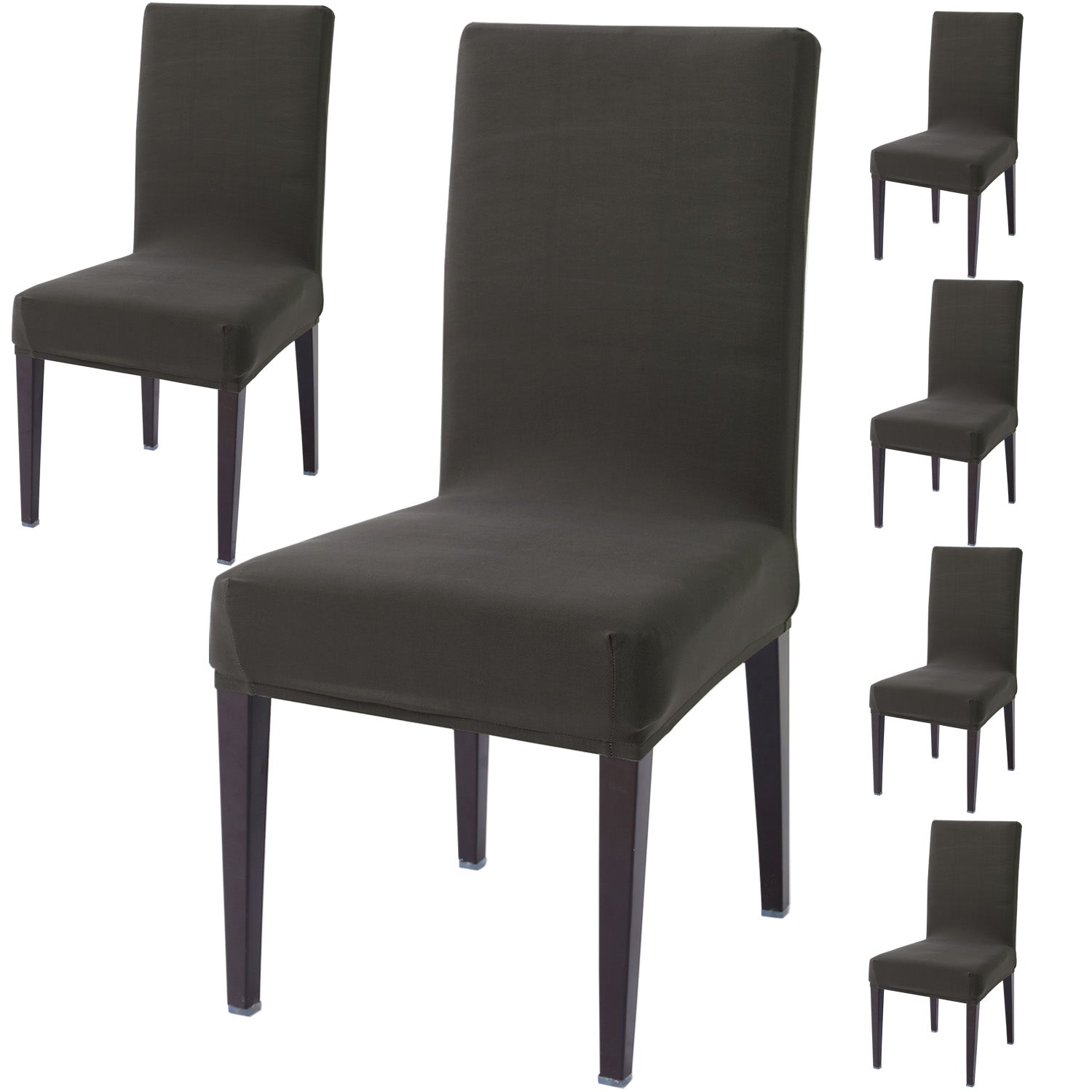 Elastic Stretchable Dining Chair Cover, Dark Grey