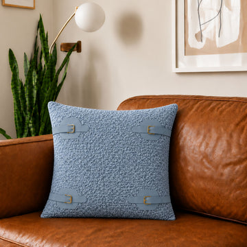 HOKIPO Boucle Cushion Cover 16x16 Inch for Sofa, Powder Blue