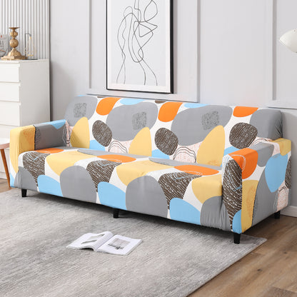 Multicolor Pebbles Print, non slip, Stretchable 4 seater sofa cover​s