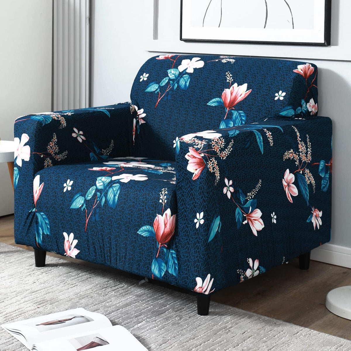 1 Seater floral print elastic sofa cover
