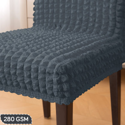 Aria Nova Bubble 280 GSM Dining Chair Cover Set of 1/2/4/6, Dark Grey