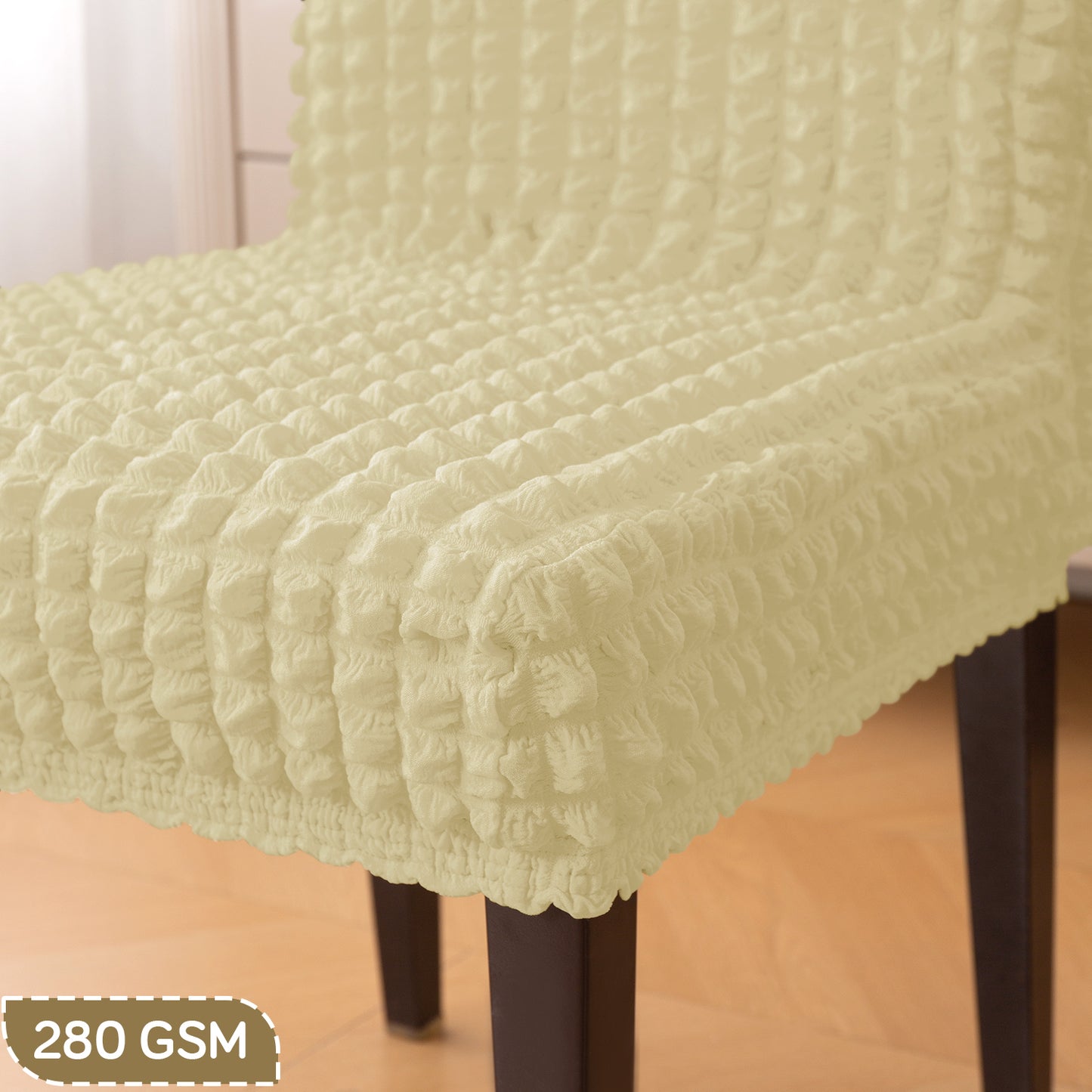 Aria Nova Bubble 280 GSM Dining Chair Cover Set of 1/2/4/6, Beige