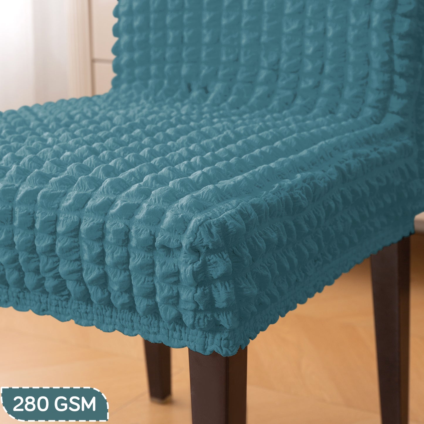 Aria Nova Bubble 280 GSM Dining Chair Cover Set of 1/2/4/6, Tropical Teal