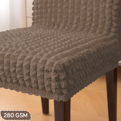 Aria Nova Bubble 280 GSM Dining Chair Cover Set of 1/2/4/6, Mocha Brown