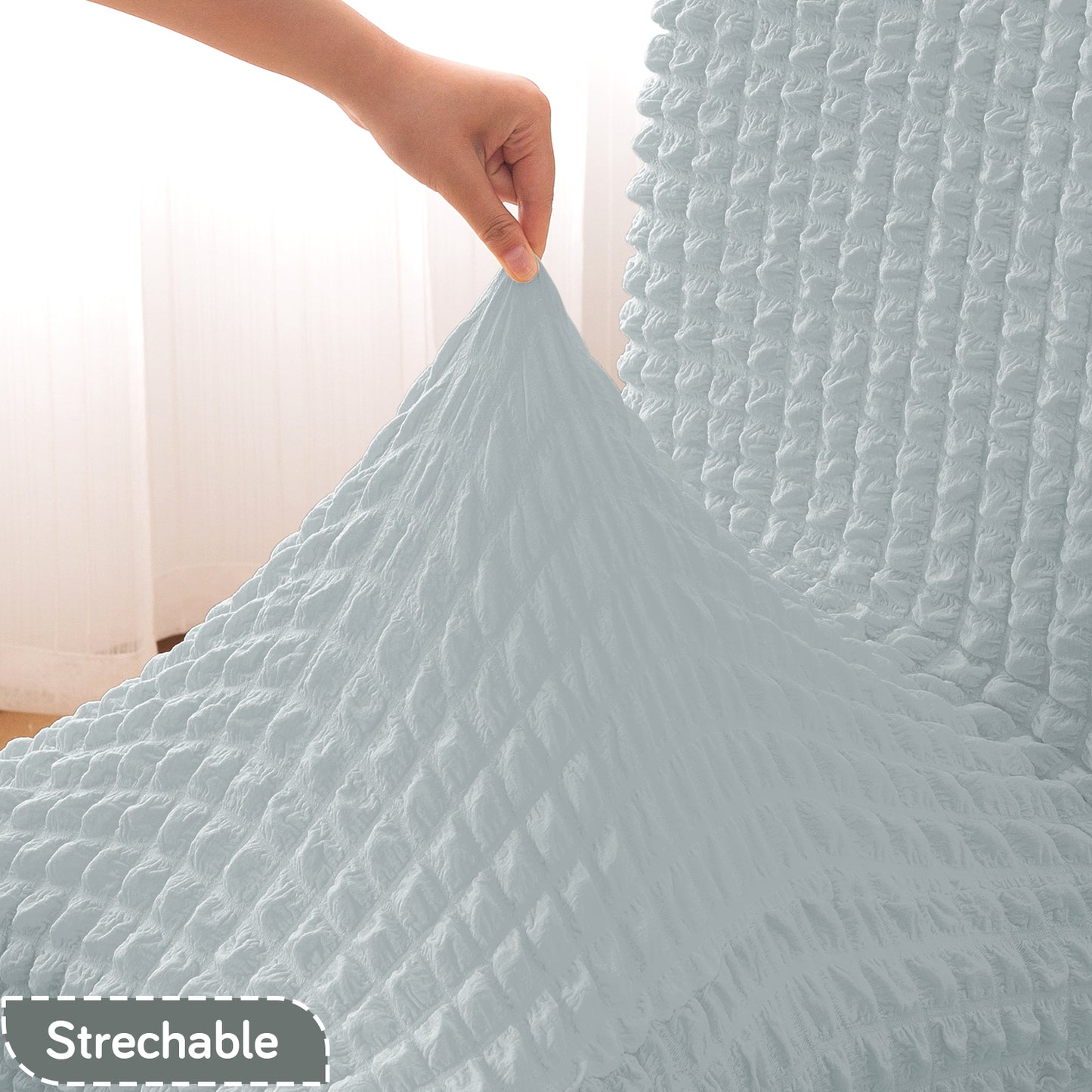 Aria Nova Bubble 280 GSM Dining Chair Cover Set of 1/2/4/6, Light Grey