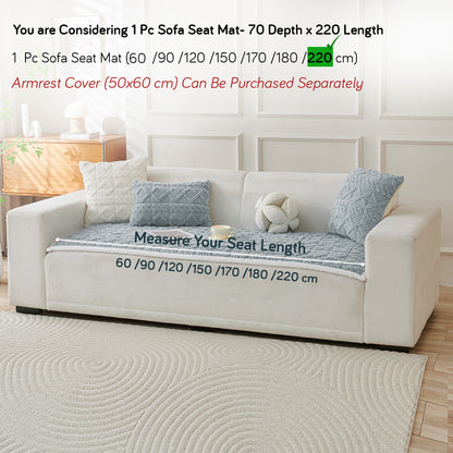 'Italian Caelora' Luxury Jacquard Plush Sofa Cover Mat and Anti-Slip Armrest Covers - Powder Blue