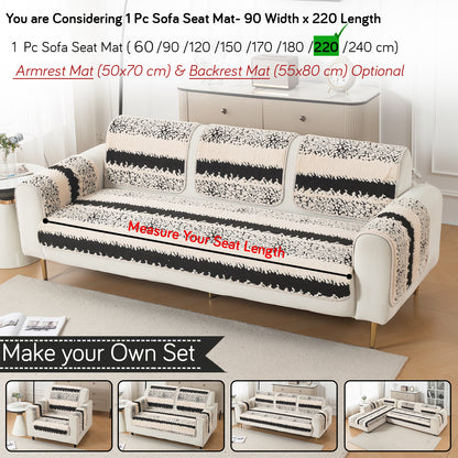 Luxury Plush Sherpa Anti-Slip Sofa Cover Mat, 'Noirea Series'| Textured Stripe