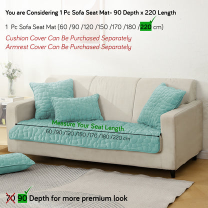 Premium Pebble Milk Velvet Anti Slip Sofa Mats, Fog Blue