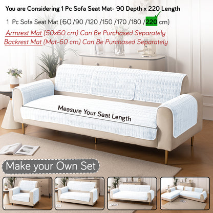 Premium Plush Anti Slip Sofa Cover Mat, White