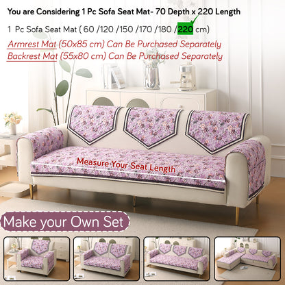 Florentina Series Premium Holland Velvet Sofa Cover Mat - Peony Lavender