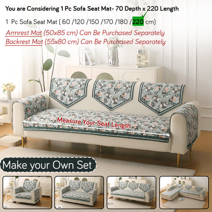 Florentina Series Premium Holland Velvet Sofa Cover Mat - Magnolia Green