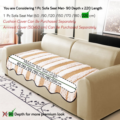 Luxury Wavy Plush Anti-Slip Sofa Cover Mats - Desert Brown