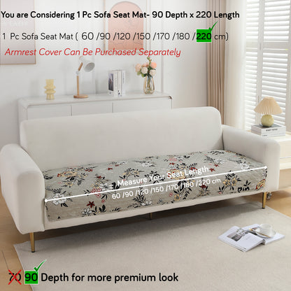 Polyester Printed Quilted Sofa Cover Mats, Floral Ash Grey