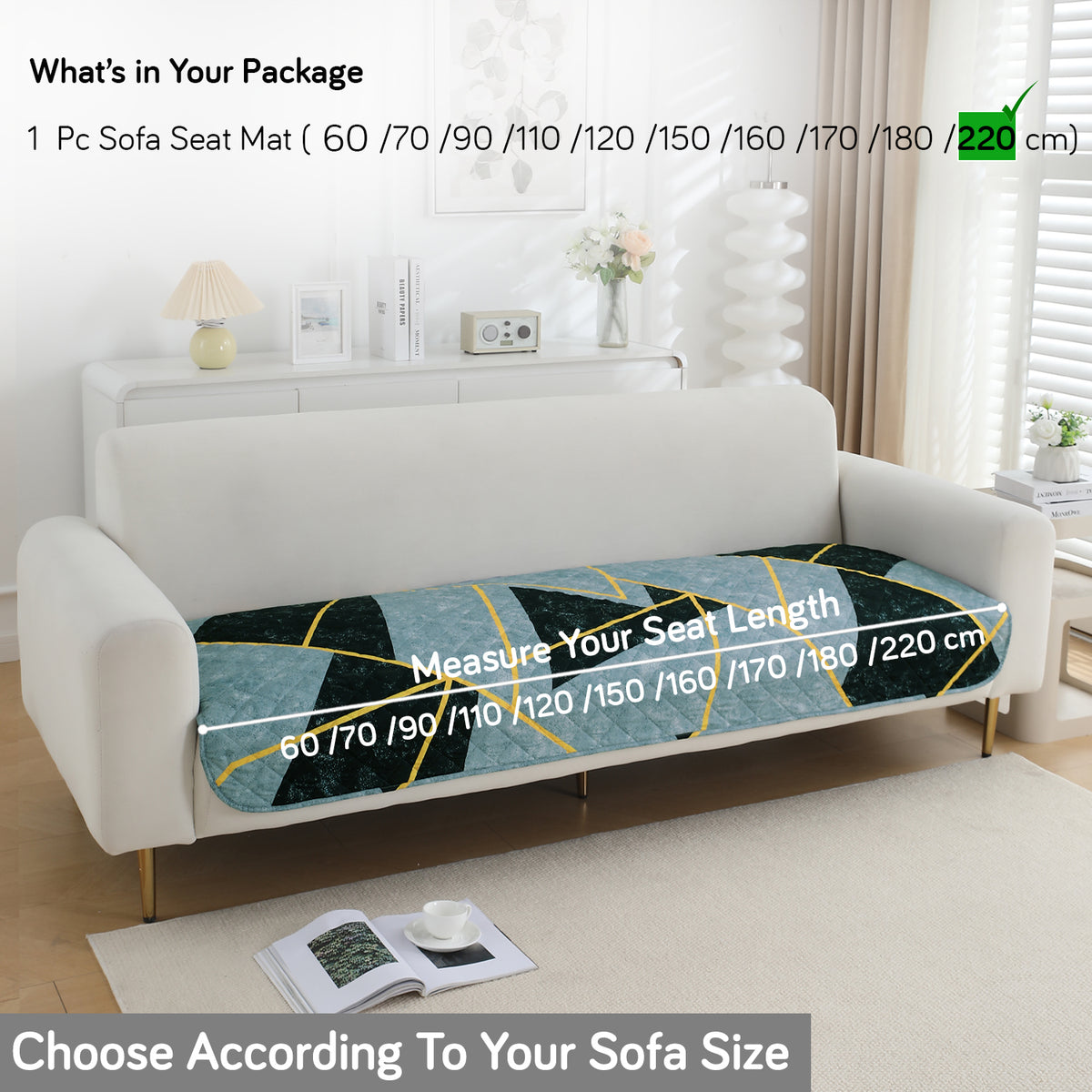 Water Repellent + Waterproof Quilted Sofa Mats, Multicolor Abstract Geometry