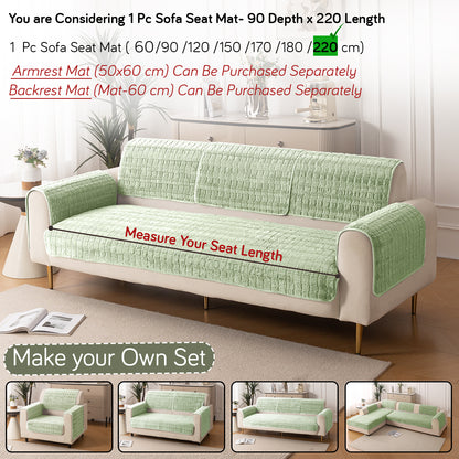 Premium Plush Anti Slip Sofa Cover Mat, Pastel Green
