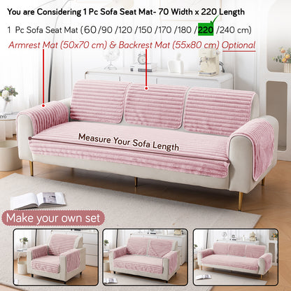Faux Rabbit Fur Plush Anti-Slip Sofa Mat |Snuggle Fur Soft Pink