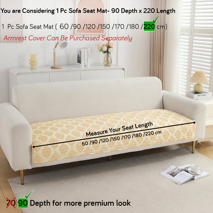 Polyester Printed Quilted Sofa Cover Mats, Ogee Ivory
