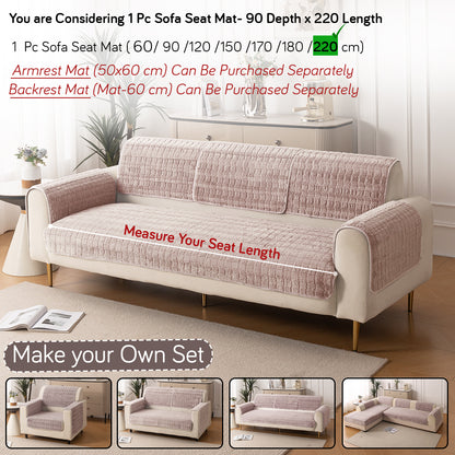 Premium Plush Anti Slip Sofa Cover Mat, Beige