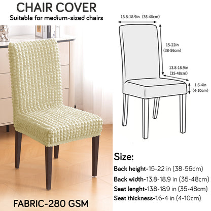 Aria Nova Bubble 280 GSM Dining Chair Cover Set of 1/2/4/6, Beige