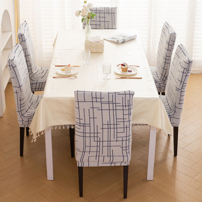'Crossline Series' 180 GSM Jacquard Chair Cover Set 1/2/4/6, Navy Blue