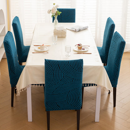 WaveLine Series 180 GSM Jacquard Chair Cover Set of 1/2/4/6, Teal Green
