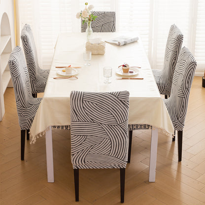 WaveLine Series 180 GSM Jacquard Chair Cover Set 1/2/4/6, Classic White