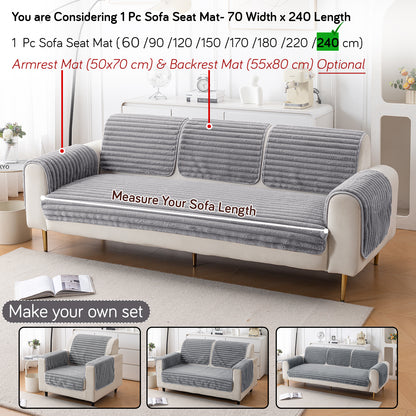 Faux Rabbit Fur Plush Anti-Slip Sofa Mat |Snuggle Fur Grey