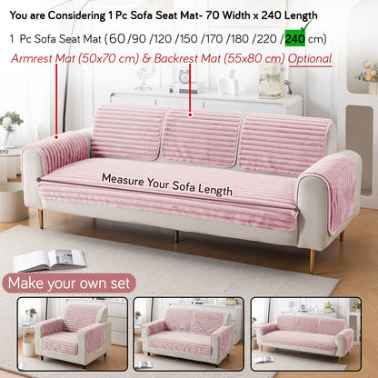 Faux Rabbit Fur Plush Anti-Slip Sofa Mat |Snuggle Fur Soft Pink