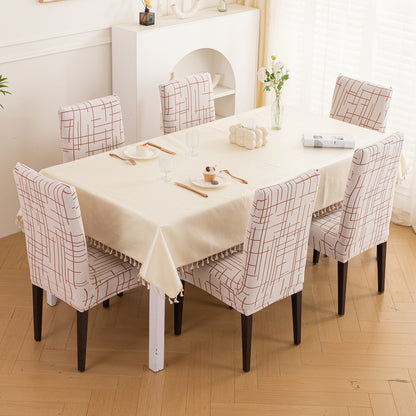 Crossline Series 180 GSM Jacquard Chair Cover Set 1/2/4/6, Rust Brown