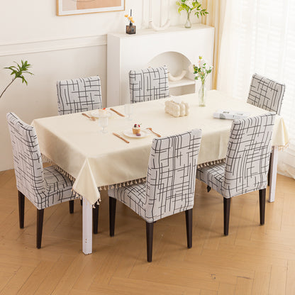 'Crossline Series' 180 GSM Jacquard Chair Cover Set 1/2/4/6, Dark Grey
