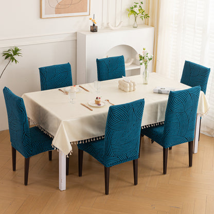 WaveLine Series 180 GSM Jacquard Chair Cover Set of 1/2/4/6, Teal Green