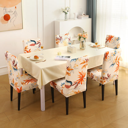 Premium Printed Velvet Dining Chair Cover Set, Amber Serene Flora