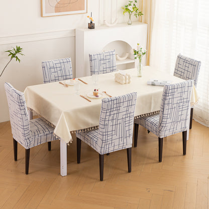 'Crossline Series' 180 GSM Jacquard Chair Cover Set 1/2/4/6, Navy Blue