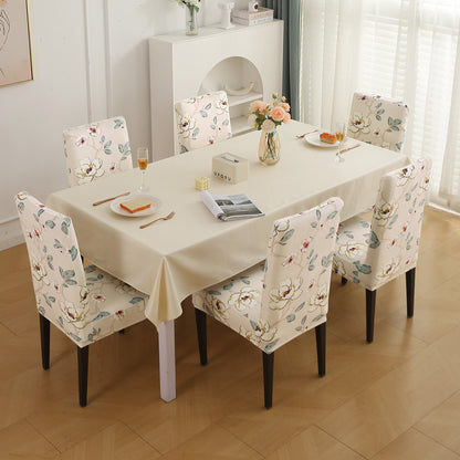 Premium Printed Velvet Dining Chair Cover Set, Buttercream Magnolia Whisper