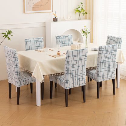 'Crossline Series' 180 GSM Jacquard Chair Cover Set 1/2/4/6, Teal Blue