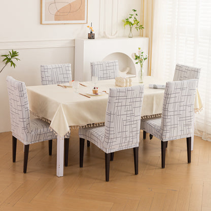 'Crossline Series' 180 GSM Jacquard Chair Cover Set 1/2/4/6, Light Grey