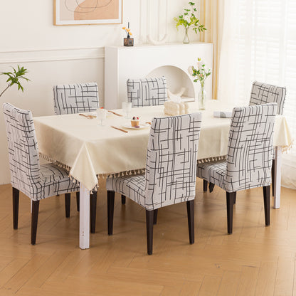 'Crossline Series' 180 GSM Jacquard Chair Cover Set 1/2/4/6, Dark Grey