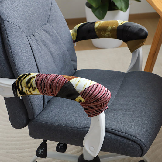 140gsm Printed Armrest Covers for Office Chair (Zipper Style), 1 Pair, Wine Abstract Geometry