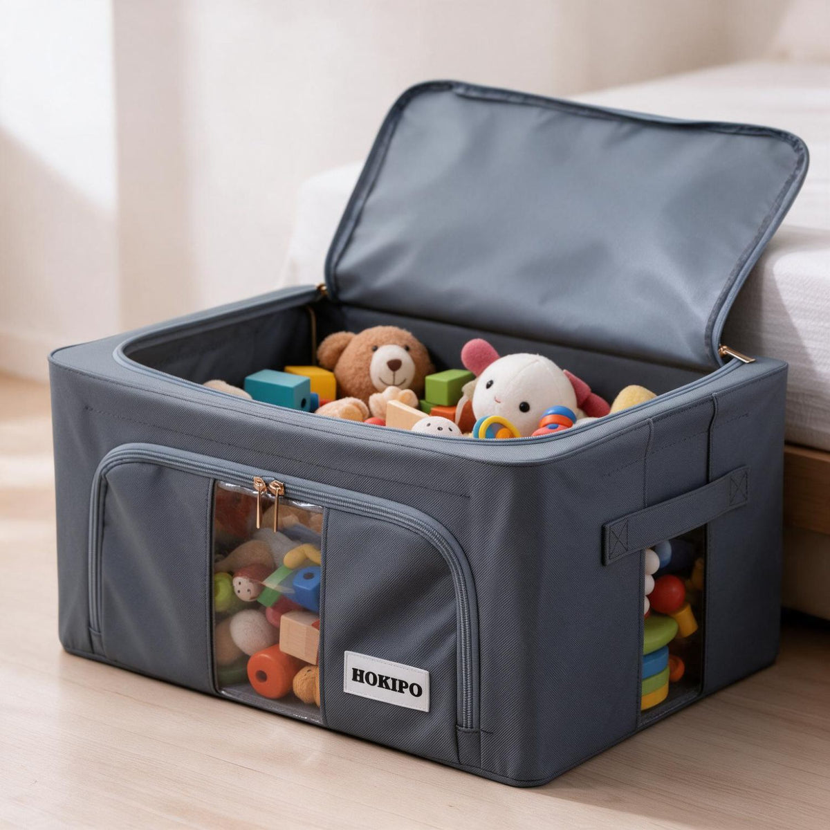 Wardrobe Organizer 600D Oxford Fabric Cloth Storage Box, 24 ltr / 44 ltr / 66 ltr / 88 ltr, Grey