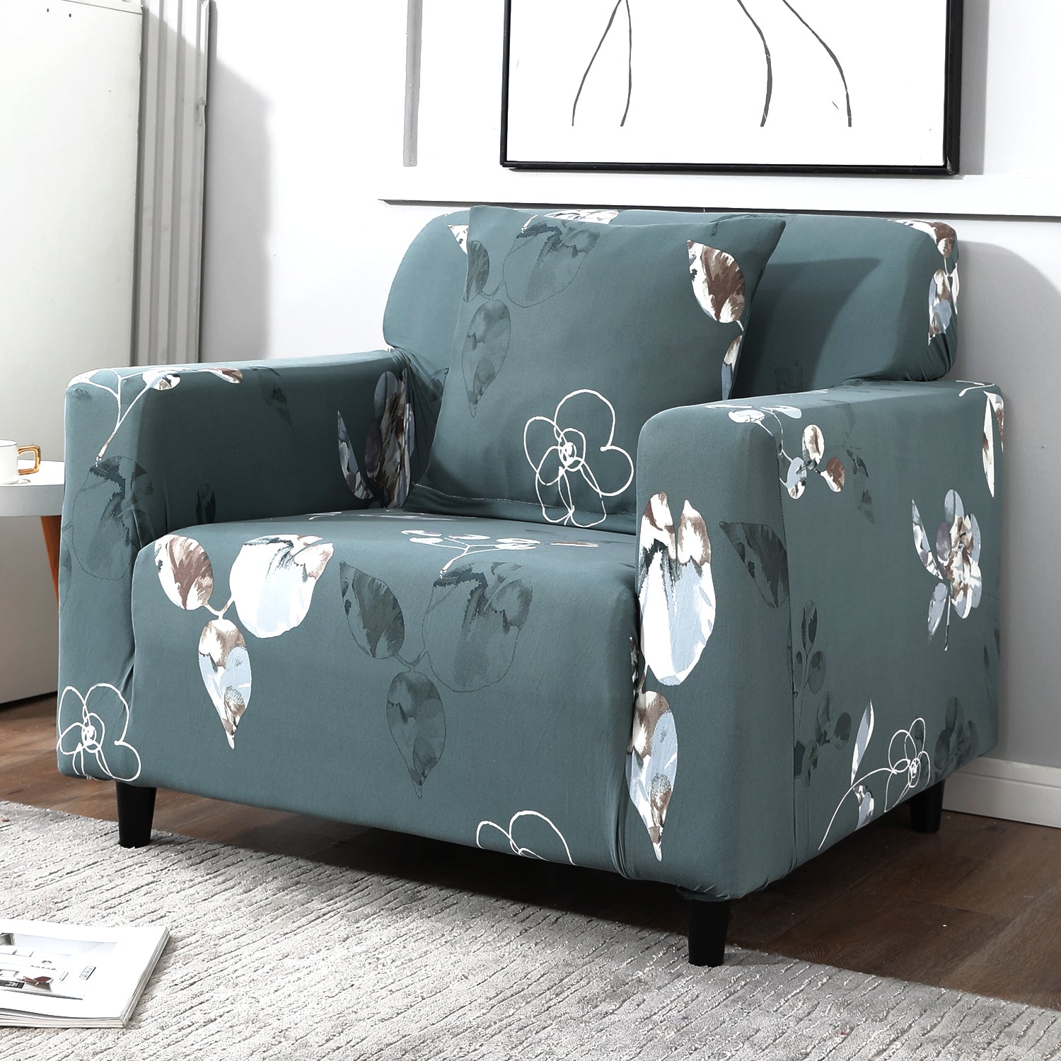 Smokey Grey non slip elastic 1 seater sofa cover​