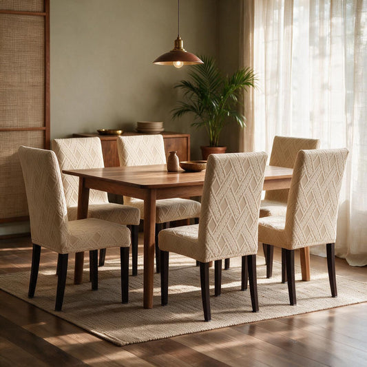 Nestiva Series Stretchable Knitting Jacquard Chair Cover - Blush Beige