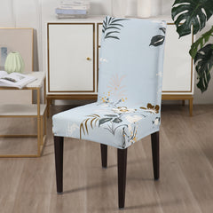 Elastic Stretchable Dining Chair Cover, Pastel Blue Flowers