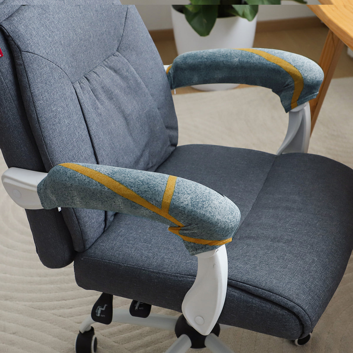 140gsm Printed Armrest Covers for Office Chair (Zipper Style), 1 Pair, Multicolor Abstract Geometry
