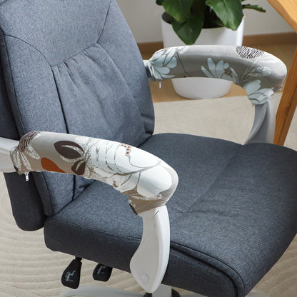140gsm Printed Armrest Covers for Office Chair (Zipper Style), 1 Pair, Feather Brown Floral